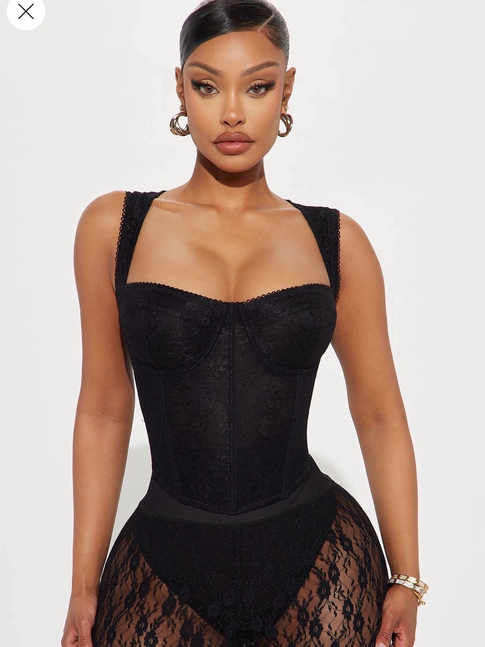 Fashion Nova Black Lace Bustier Bodysuit